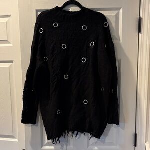 Zara Black Sweater with Silver Eyelets
